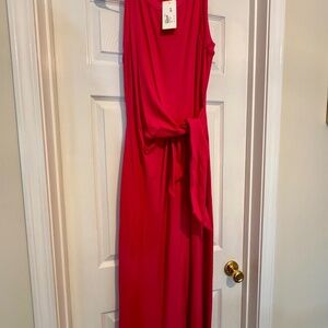 Hot pink ribbed maxi dress